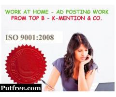 Copy-Paste Work At Home-Ad Posting Franchisee Oppurtunity in Jaipur K-Mention