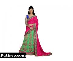 Embroidered lehenga saree with blouse at Mirraw - Shop Now
