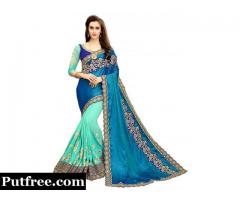 Latest collection of Embroidery sarees online at Mirraw