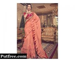 Buy Orange Colour Sarees Online At Mirraw
