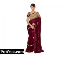 Shop the latest Maroon Colour Sarees Online In Best Designs and Discounts