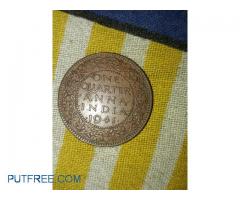 1949 1Quarter Anna british coin