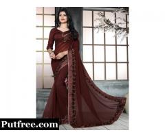 Buy The Latest Brown Sarees Collection From Mirraw