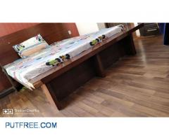 A well conditioned low floor bed without mattresses is available,