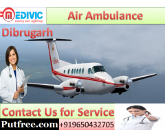 Top Air Ambulance from Dibrugarh with MD Doctor Medivic Aviation