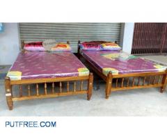 New wooden accasia bed + mattress + 2 pillow 7000