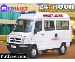 Get Medilift Ventilator Ambulance Service in Ranchi with all Transportation Equipment