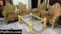 Four royal sofas with table