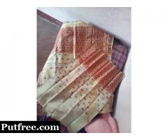 Pure Muga set  with Red and Muga thread floral textile